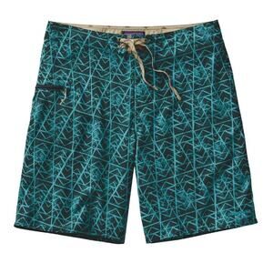 Patagonia Worn Wear Printed Stretch Planing Board Shorts 20" Green Mens Size 31